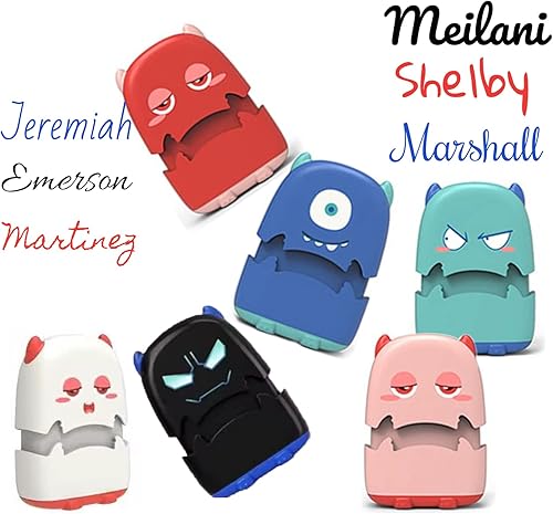 Sello de firma personalizado: sello personalizado con nombre, 6 colores exteriores y 11 opciones de fuente y 3 colores de tinta