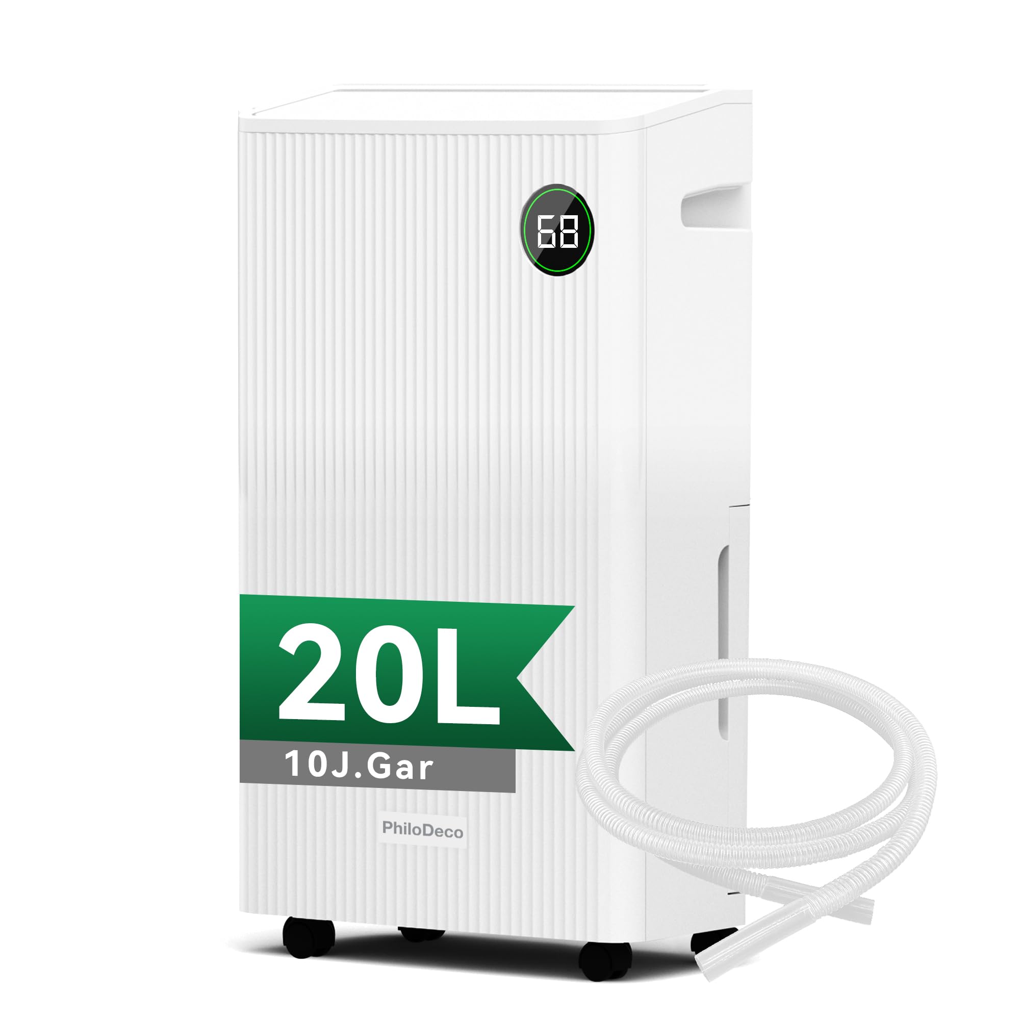Luftentfeuchter elektrisch 20L, Entfeuchter elektrisch für Keller, Raumentfeuchter elektrisch 39dB für Räume bis zu 150m³/50m², mit Timer, und 1M Ablaufschlauch, 10 J. Gar. (20L Luftentfeuchter)