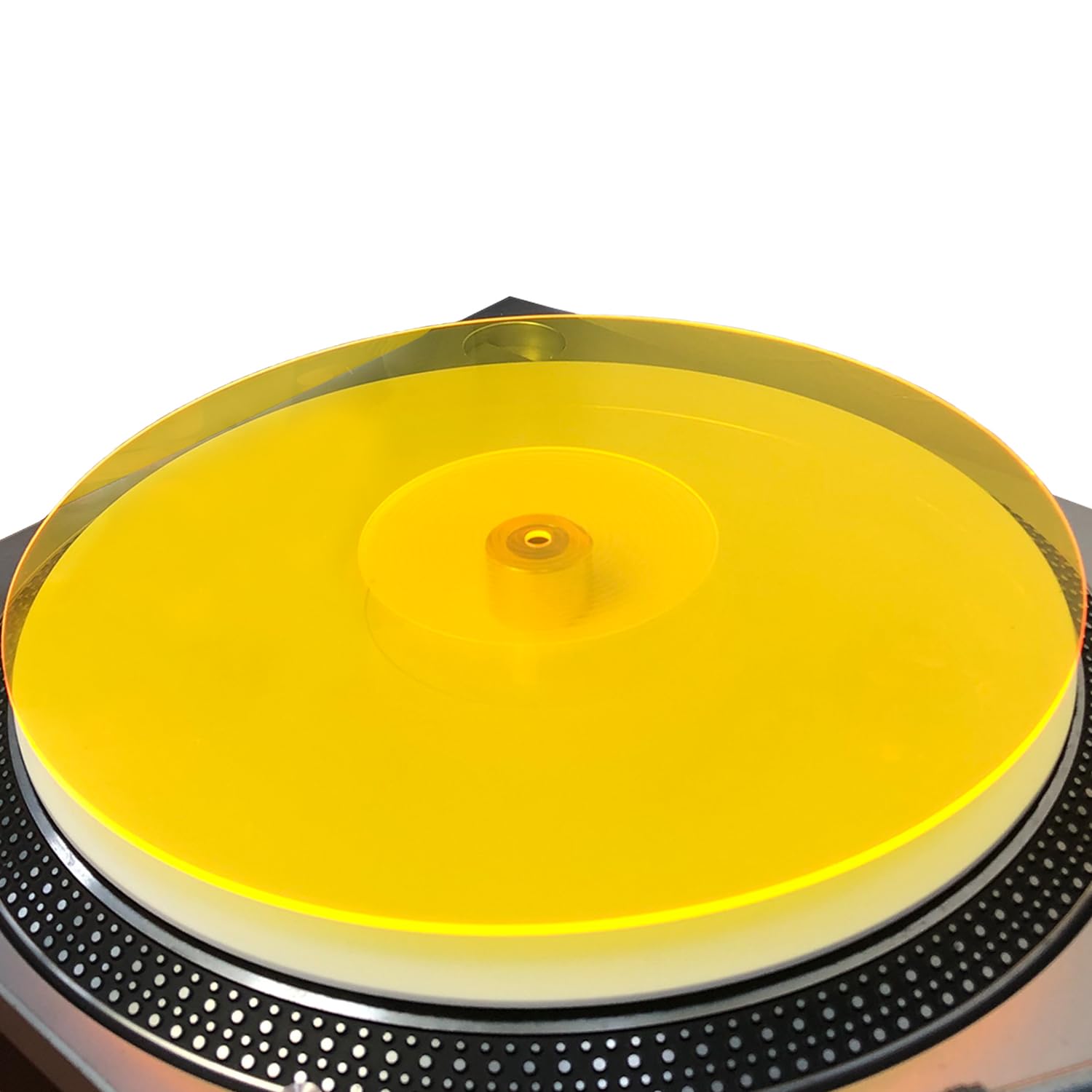 Tapete acrílico para tocadiscos, tapete acrílico para tocadiscos de vinilo LP - Mejora la calidad de sonido y proporciona graves más apretados - Alfombrilla antiestática (amarillo_lit)