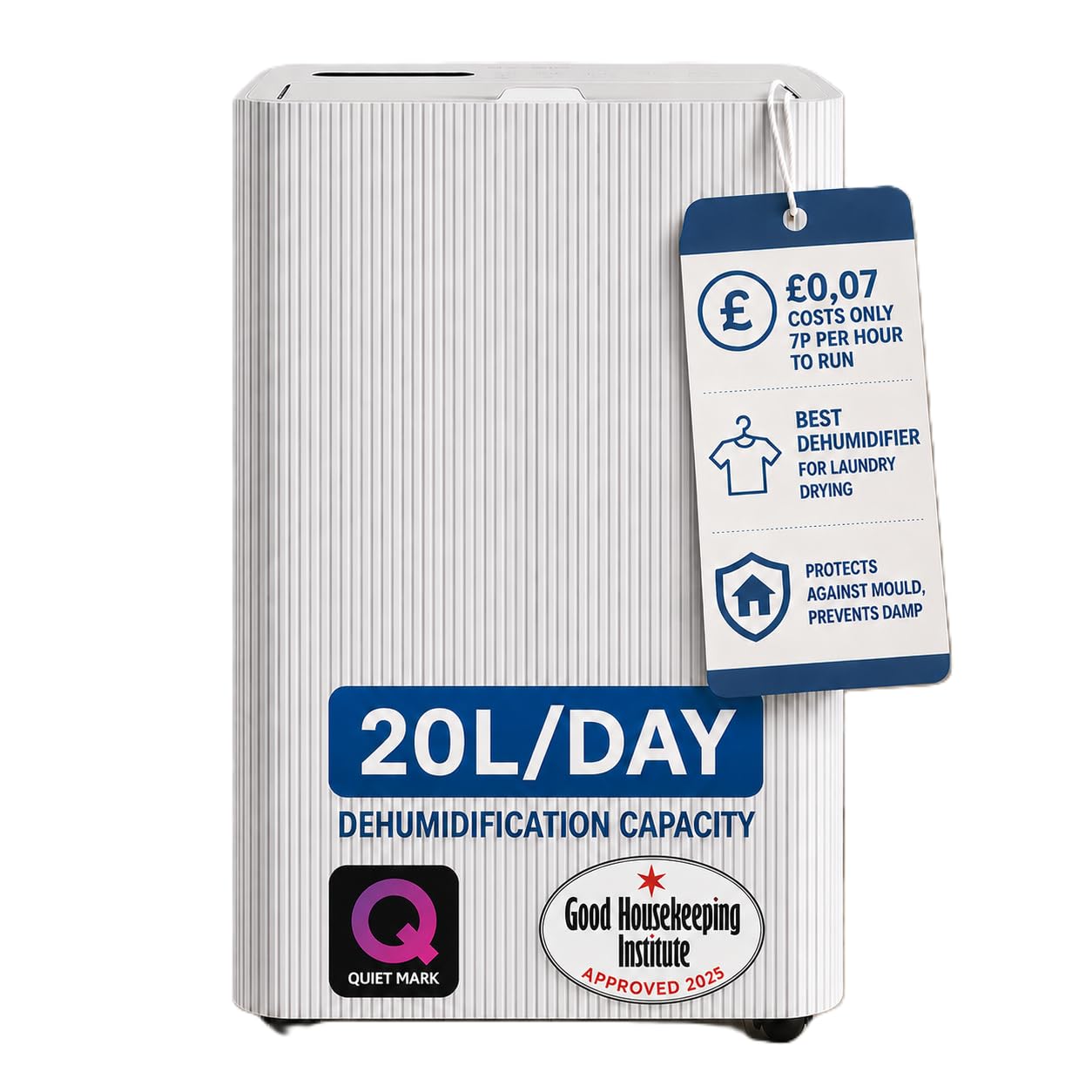 Devola 20L Dehumidifier, Low Energy Home Dehumidifier with Carbon Filter