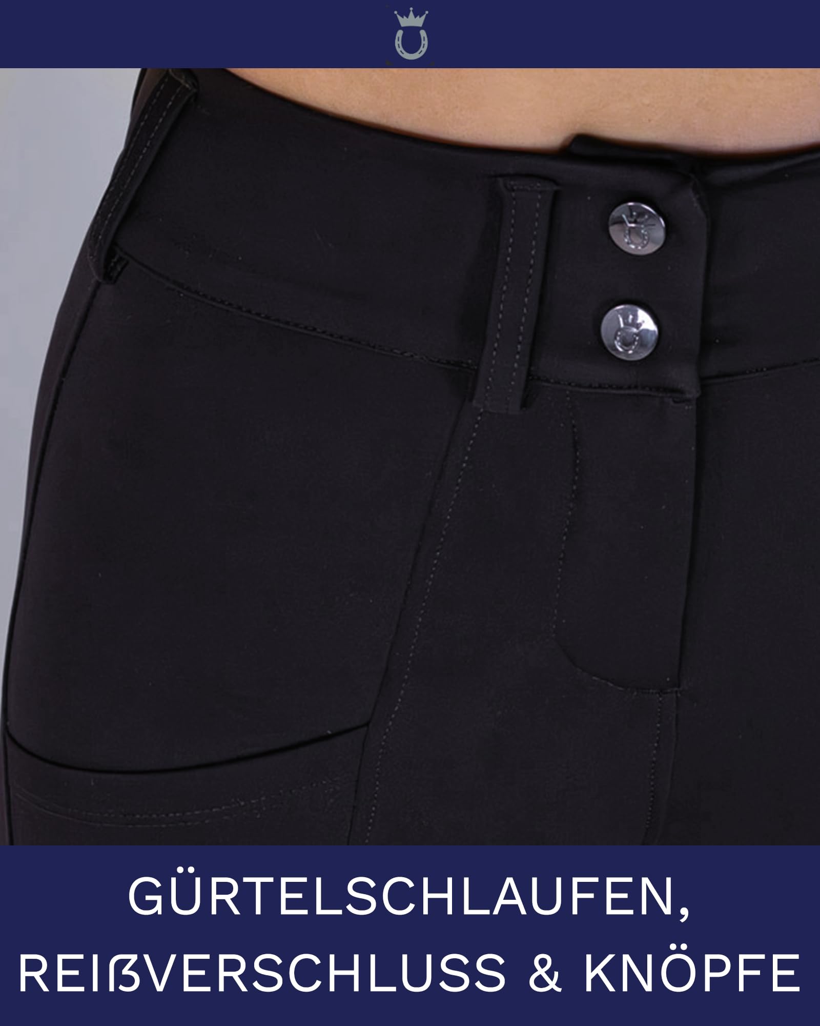 Royal Horsemen Reithose – Silikon Vollbesatz – Damen & Mädchen – Mit Handytaschen & Gürtelschlaufen – Highwaist, Shaping-Effekt Gr. XXS-XL