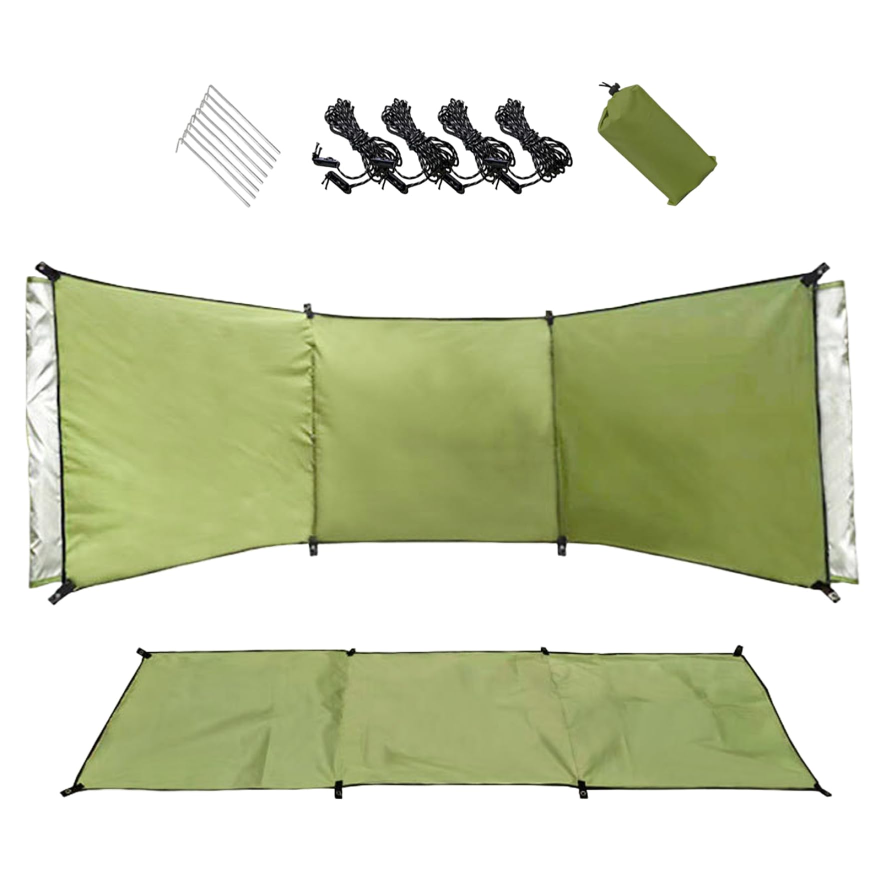 Pare-vent De Camping 250x70 Cm - Tissu Oxford 210D - Avec 8 Piquets & Cordes - Pour Barbecue, Pique-nique En Plein Air