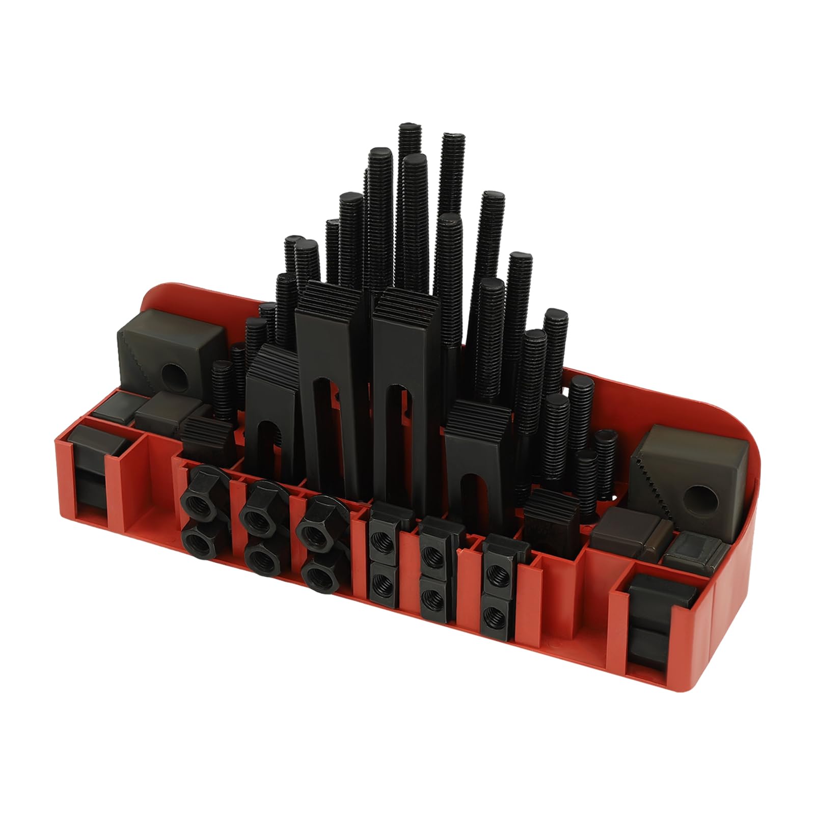 Steeviuzj 58pcs Milling Clamping Kit, T-Slot Clamp Set M12, Clamping Force for CNC Lathe, Easy Operation Step Block Set, Cast Steel Metal Cutting Machine Tool with Storage Box