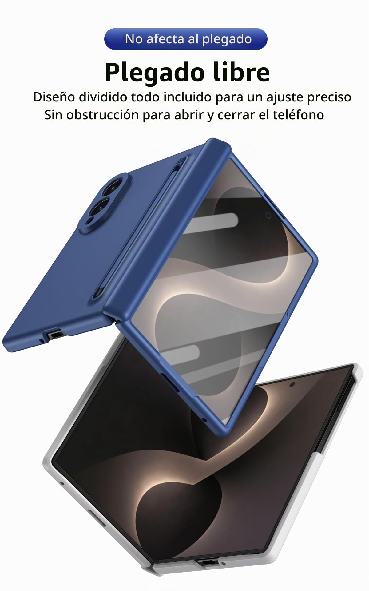 Funda para Galaxy Z Fold 8 con lápiz óptico y Ranura para Soporte, Carcasa para Samsung Galaxy Z Fold8 con Protector de Pantalla, Funda para Fold8-Blanco