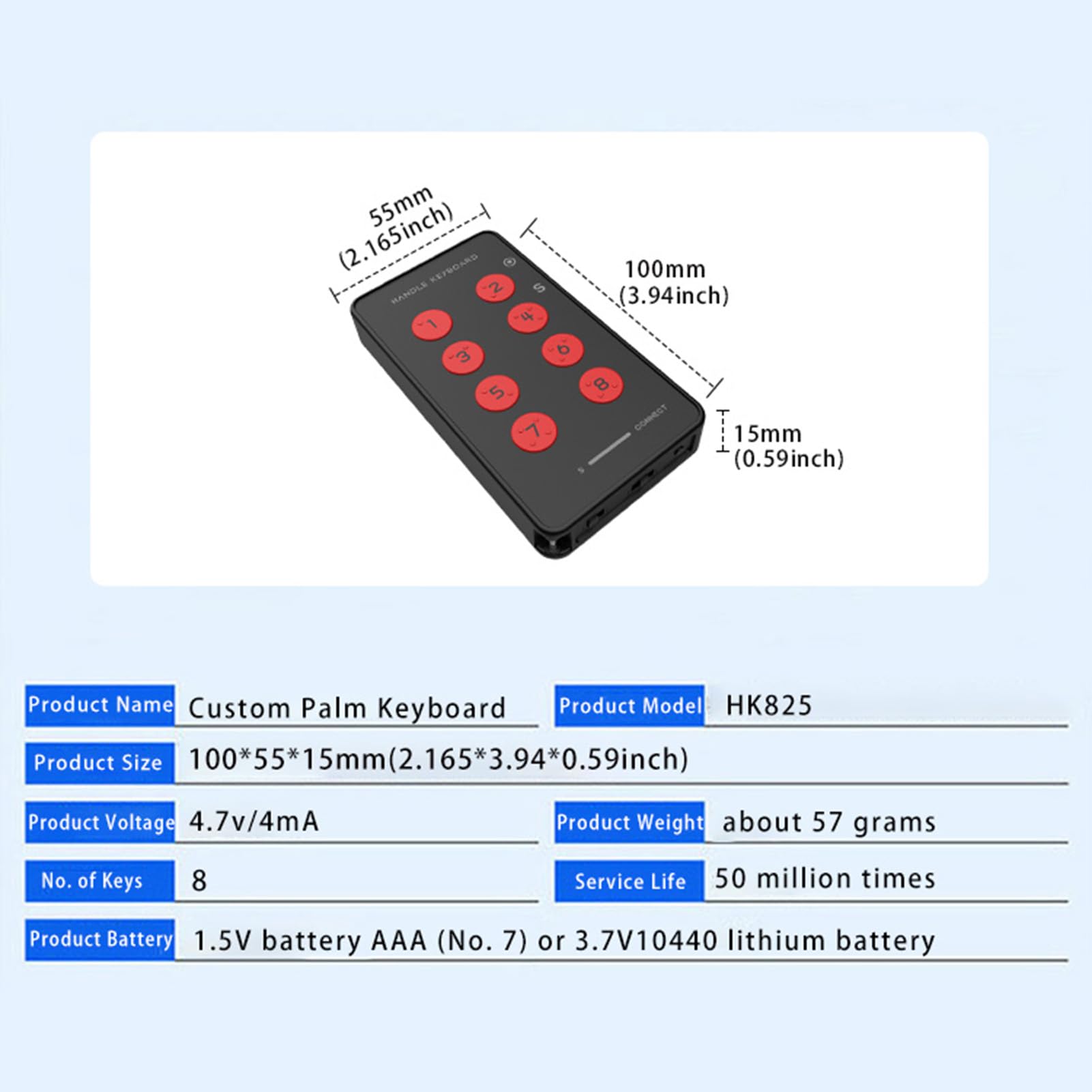 Tastiera palmare USB personalizzata, tastierino programmabile multifunzione, tastiera di registrazione Bluetooth portatile con 8 tasti, funzione copia e incolla per Android.