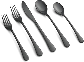 Cambridge Silversmiths Xyla Black Satin 20-Piece Flatware Set, Service for 4