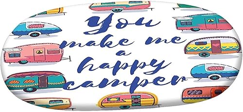 Miniatura 3 de XISUNYA Mantel ajustable ovalado, mantel ajustable de poliéster elástico para cámper, con texto en inglés You Make Me Happy Quote, mantel ajustable
