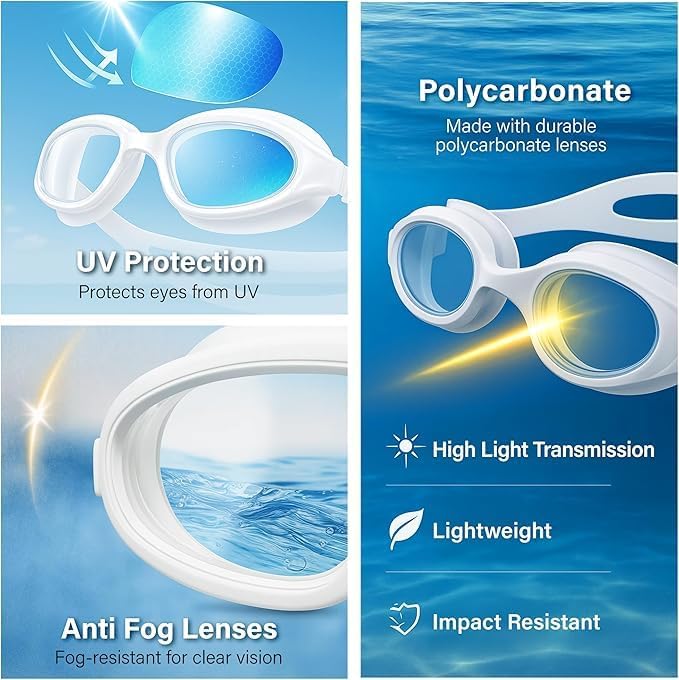 Miniatura 3 de into the sea Swim Goggles - Anti-Fog, UV Protection, Leak-Proof Pool with Shatter-Resistant Polycarbonate Lens, 4 Colors
