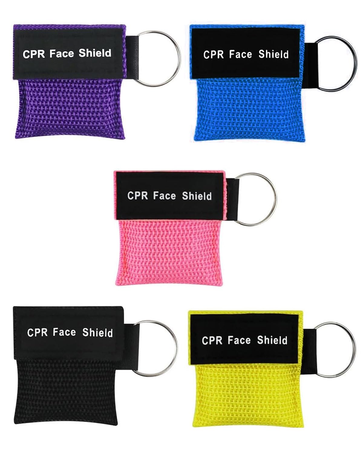 5 pezzi Maschera di respirazione Portachiavi CPR Face Shield di Primo Soccorso Pocket Mask Primo Soccorso Maschere respiratorie, pocket mask, per Il Primo Soccorso o addestramento AED