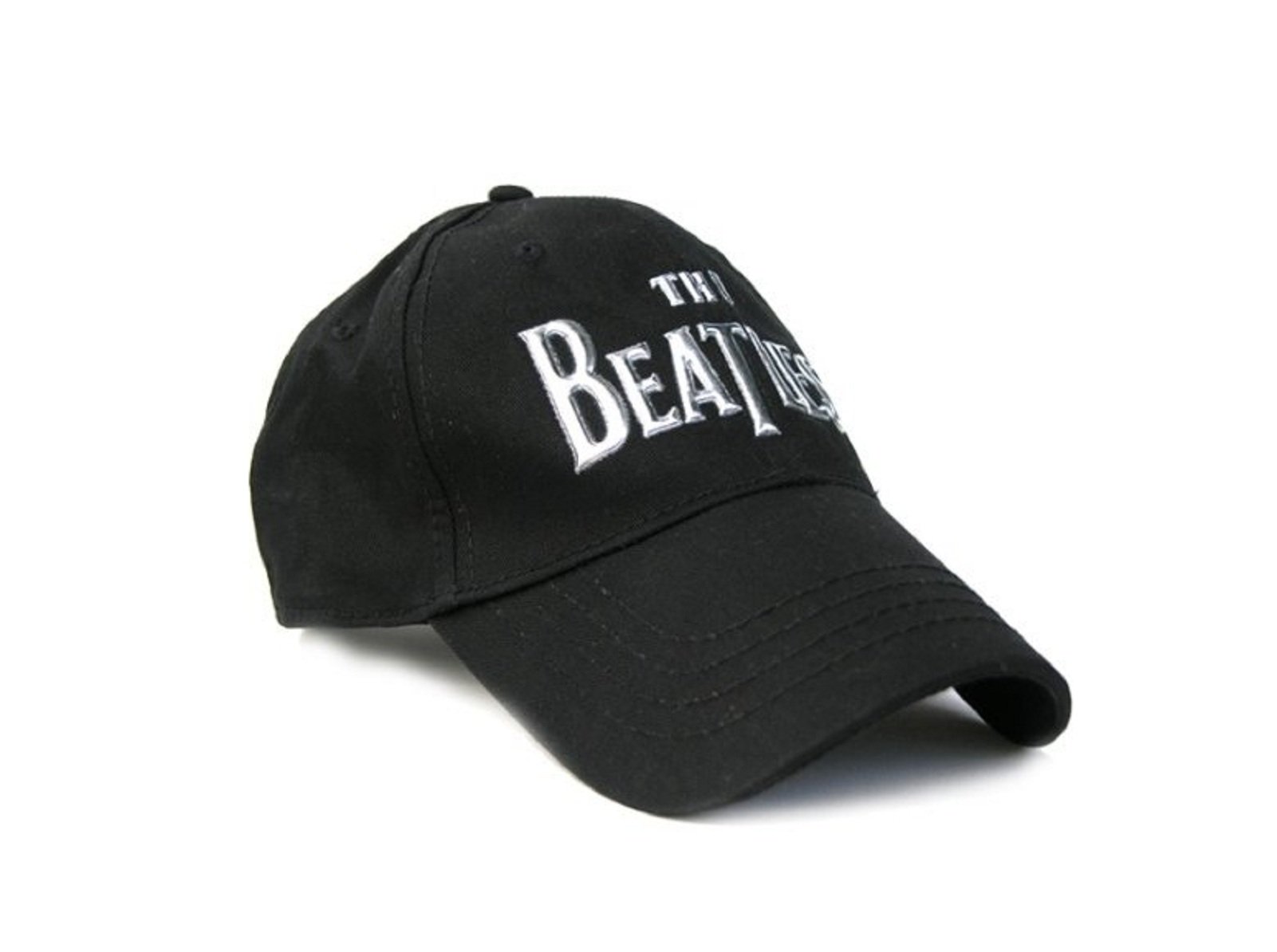 The Beatles Men's Black Baseball Cap Shining Chrome Drop T Band Logo Official
