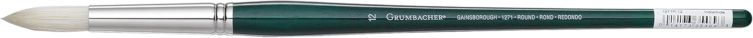 Grumbacher Gainsborough Round Oil and Acrylic Brush, Hog Bristle, Size 12 (1271R.12)