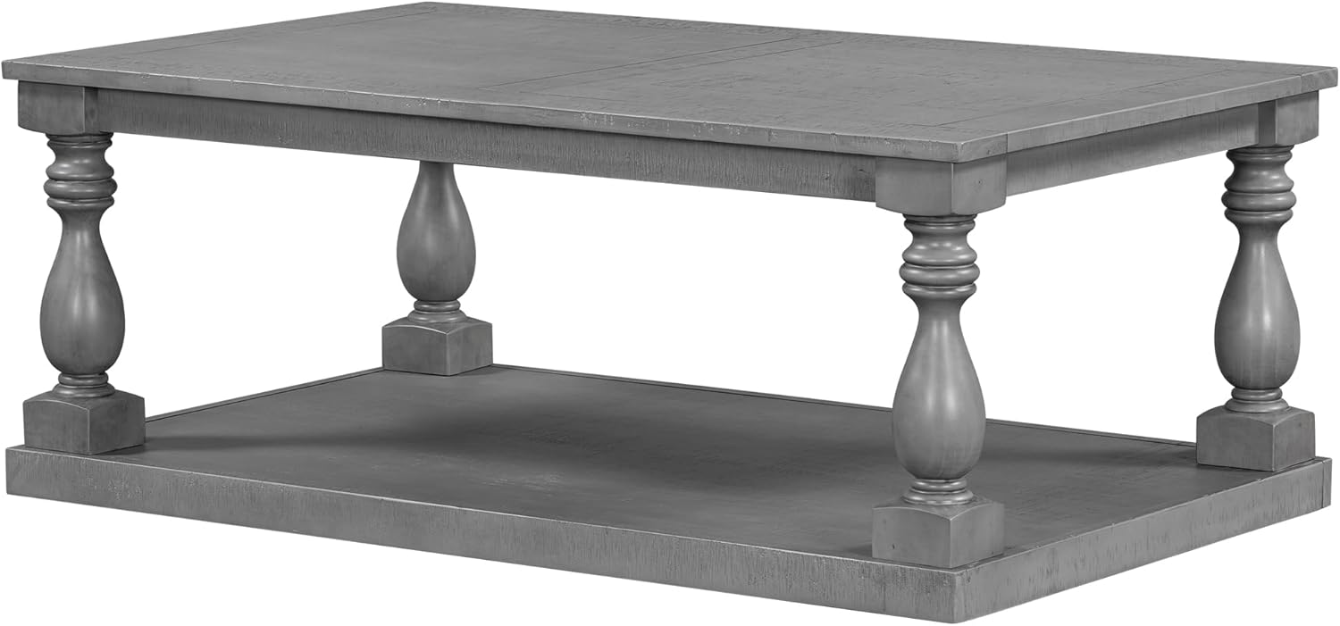 P PURLOVE Gray Wooden Coffee Table with Storage