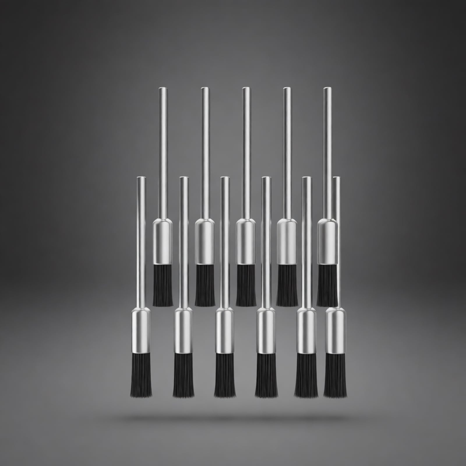 10 Stück Reinigungsbürsten mit feinen Borsten für 3 mm / 2, 35 mm elektrisches Schleifwerkzeug, empfindliche Elektronik und kleine Lücken, kleine Bürsten mit Metallgriff