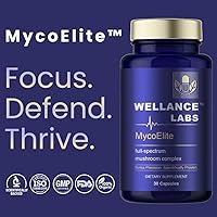 Vista 2 de Complejo de hongos de espectro completo MycoElite, melena de león, Chaga, Reishi, apoyo cognitivo