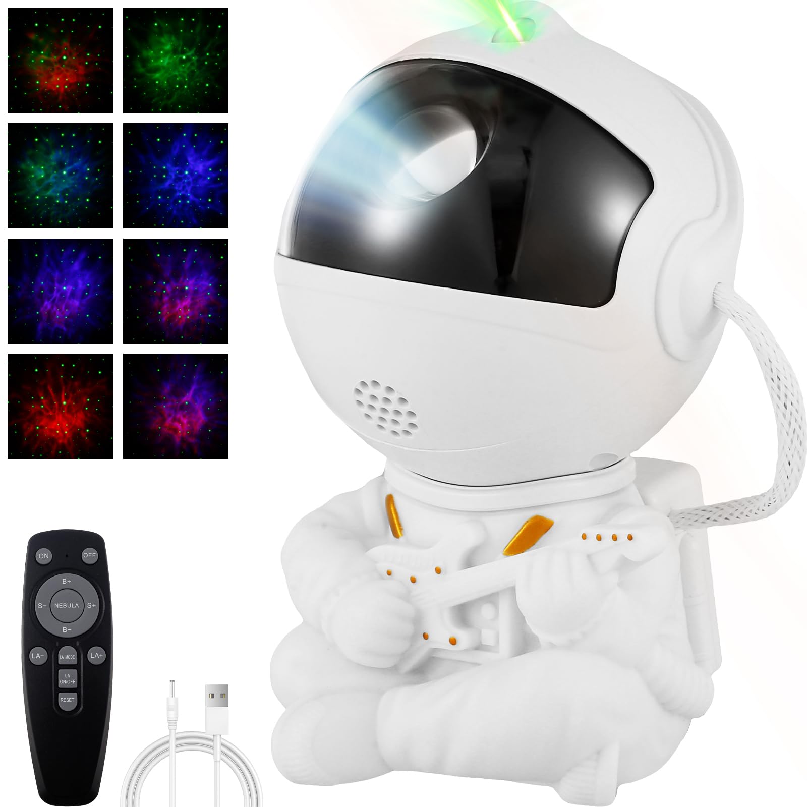 Astronaut Star Projector Night Lights 360°Rotation Space Buddy Projector with Adjustable Brightness Speed, Starry Nebula Ceiling Projector Light with Remote Control, Holiday Gifts for Kids Adults (02)
