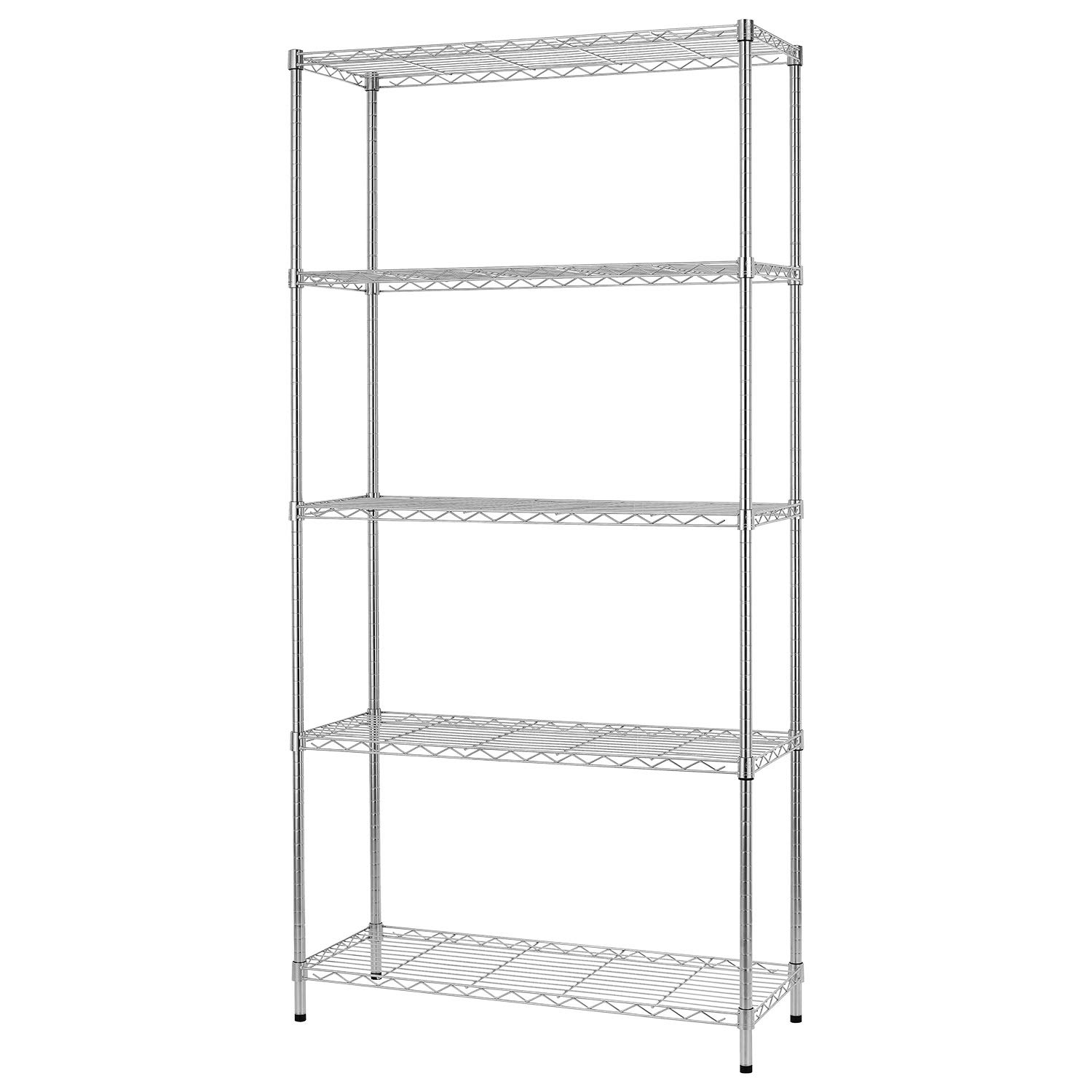 BestOffice | 5-Tier Wire Shelf | 36" x 14" x 72" | Chrome