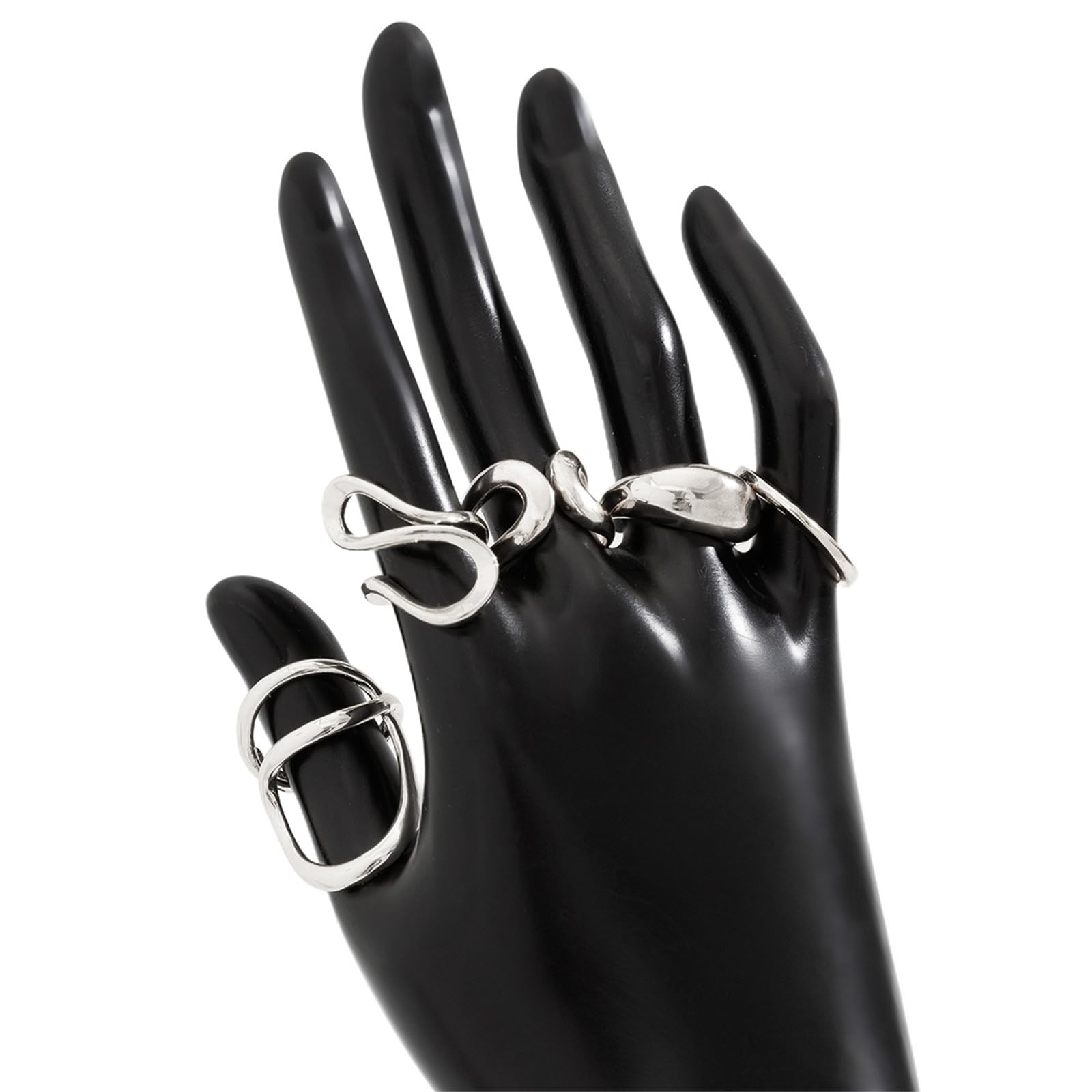 Anillos gruesos de oro para mujer, no se deslustra, diseño de cúpula redonda de moda, lindo lazo apilable, ajustable, hueco tallado, articulación de dedo, anillos apilables, Metal, Sin piedras 7