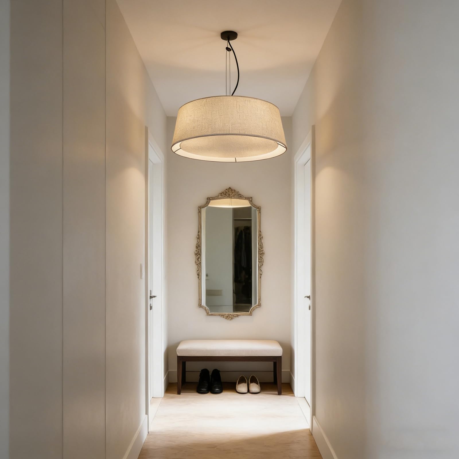 Anneome Okrągły Abażur Do Lampy Wiszącej Miękki Dyfuzor Światła Osłona Przeciwodblaskowa z Tkaniny Osłona Przeciwkurzowa Do Lamp Stołowych Podłogowych i Sufitowych Łatwy Montaż