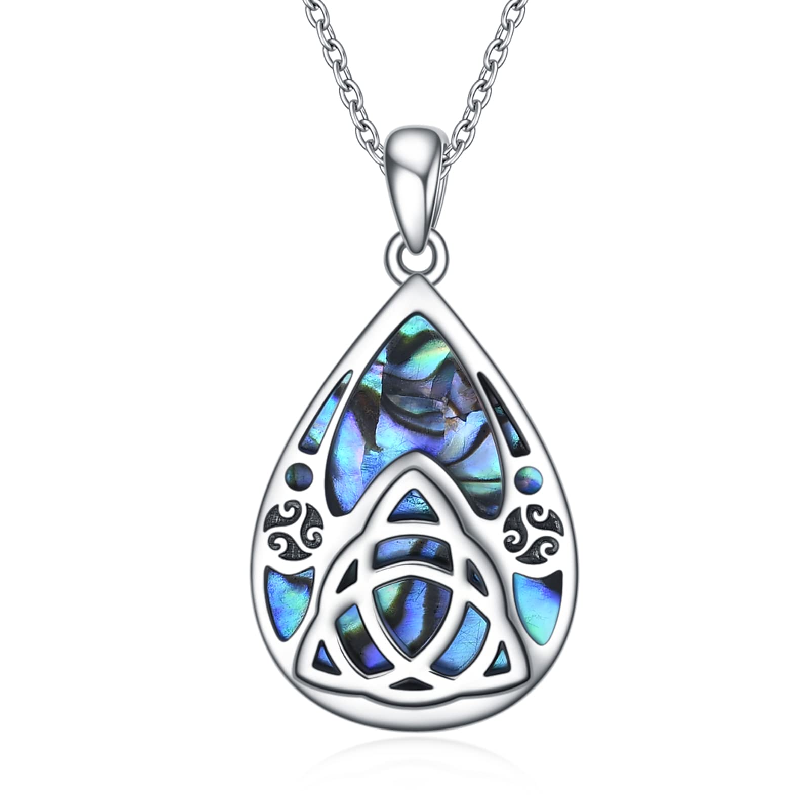 URONE Collana con nodo celtico in argento sterling 925 con conchiglia di abalone Buona fortuna Collana vintage irlandese celtica Gioielli Regali per donne Ragazze Fidanzata