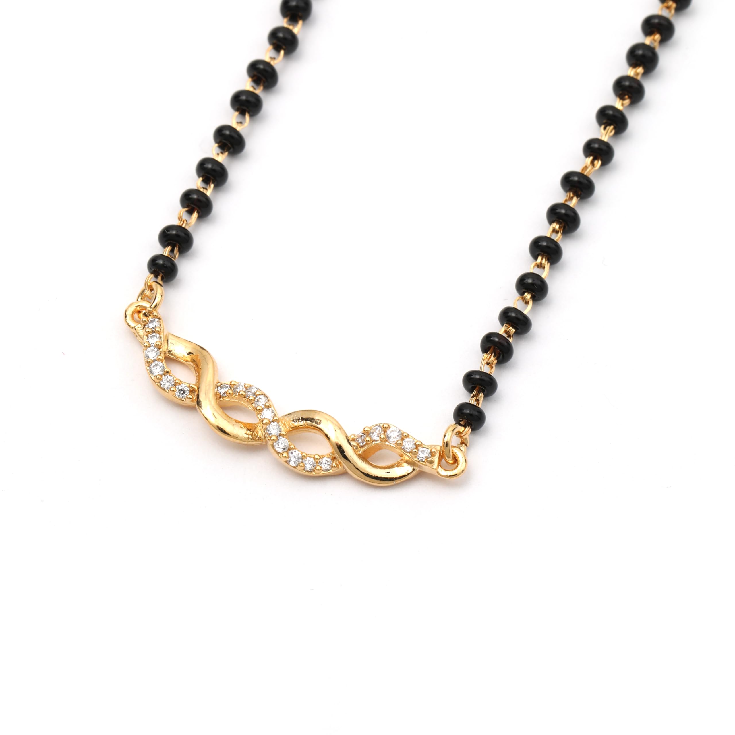 925 Sterling Silver Black Mani Mangalsutra For Women | Hypoallergenic | 18K Micron Gold Plated for Dailywear & Any Occassions | 6 Months Warranty | Valentine Gift-image-32
