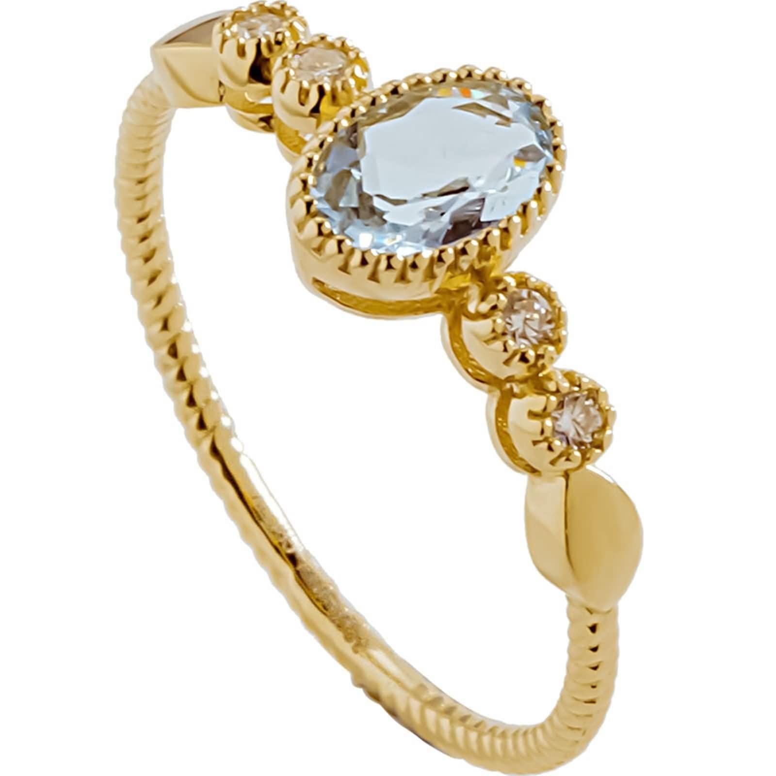 Anello Donna Eternity Ovale con Moissanite e Aquamarine, Anello Oro 9K/14K/18 Carati per Donna, Oro