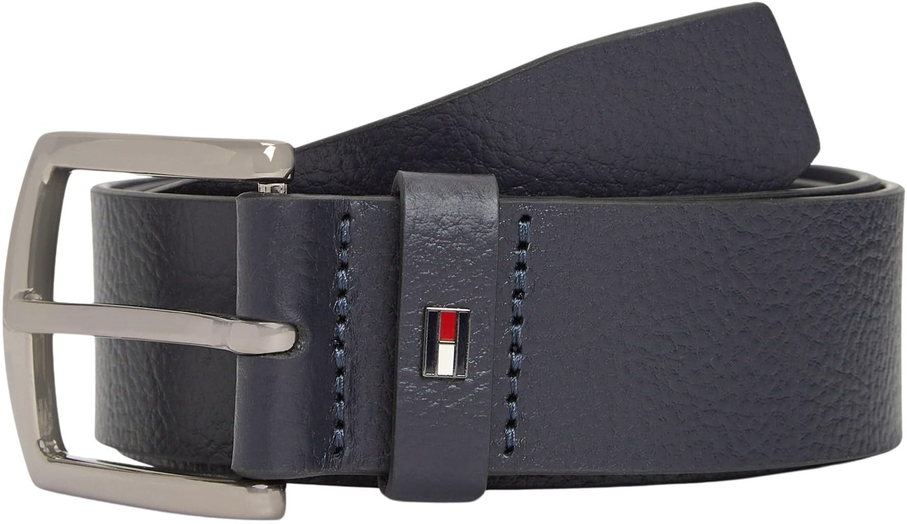 Tommy Hilfiger Herren Gürtel Denton Pebble 4,0 cm Dornschließe, Blau (Space Blue), 90 cm