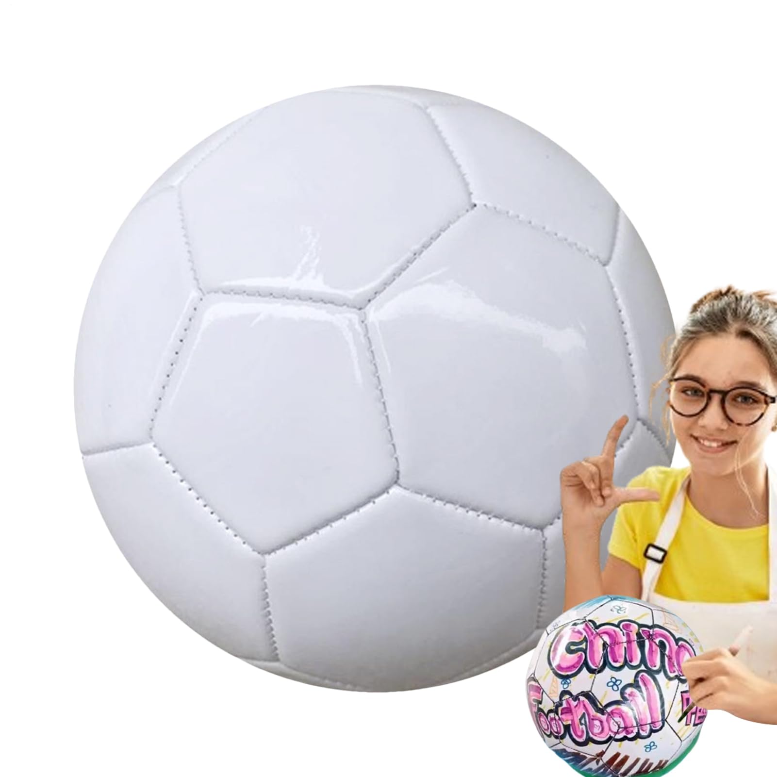 DIY Soccer Ball - Pure White Football, Graffiti Painting Signature Ball | Reuseable Soccer For Children And Adults, Trophy Display, Birthday, Graduation