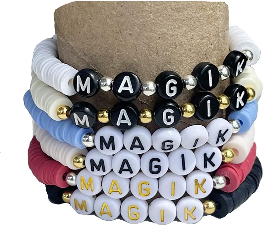 Custom Name Heishi Bead Bracelet Personalized Mama Bracelet Heishi Disc Stack Beaded Bracelet for Women Men