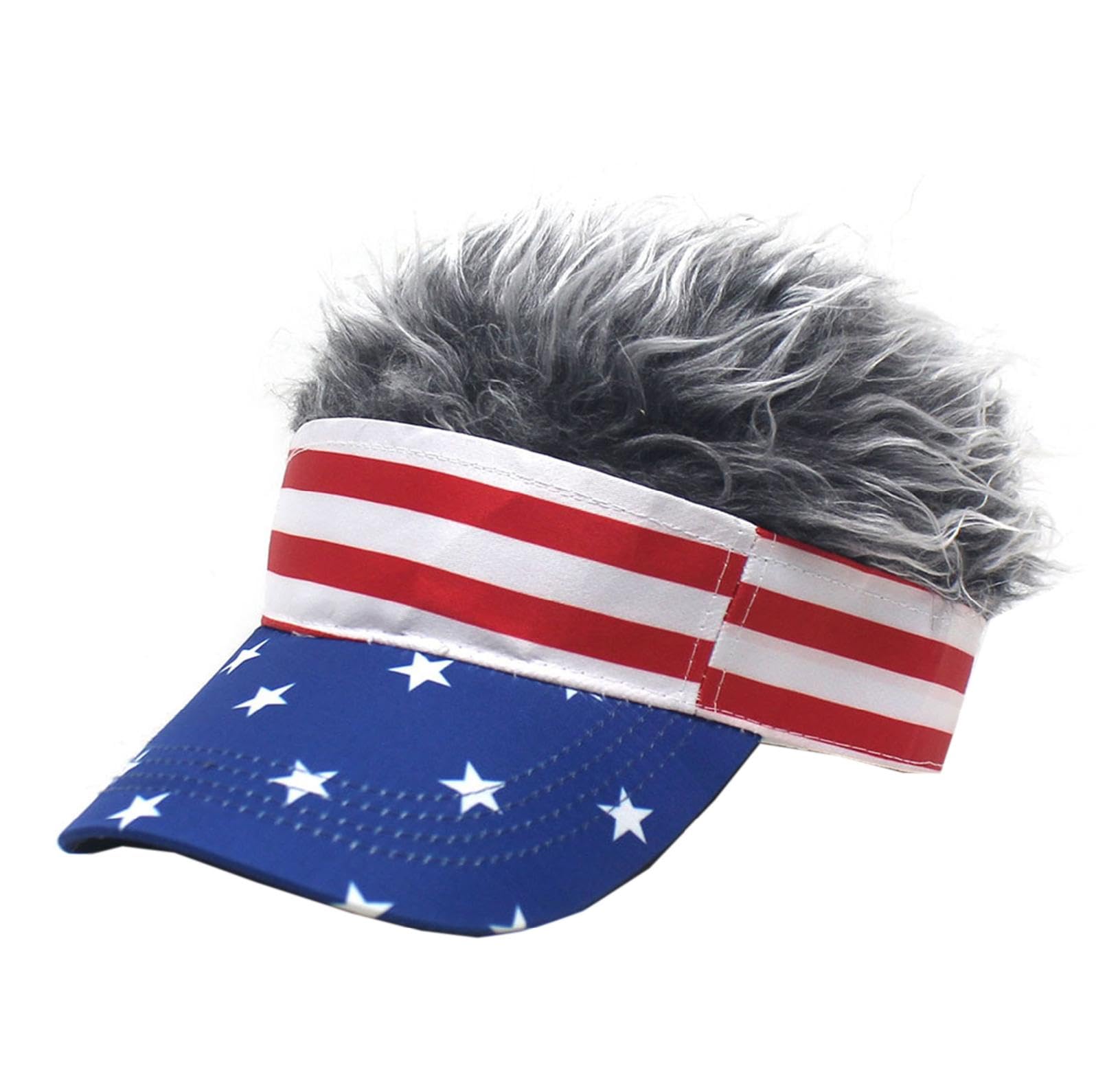 Raylans Novelty Sun Visor Cap Wig Peaked Adjustable Baseball Hat with Spiked Hair