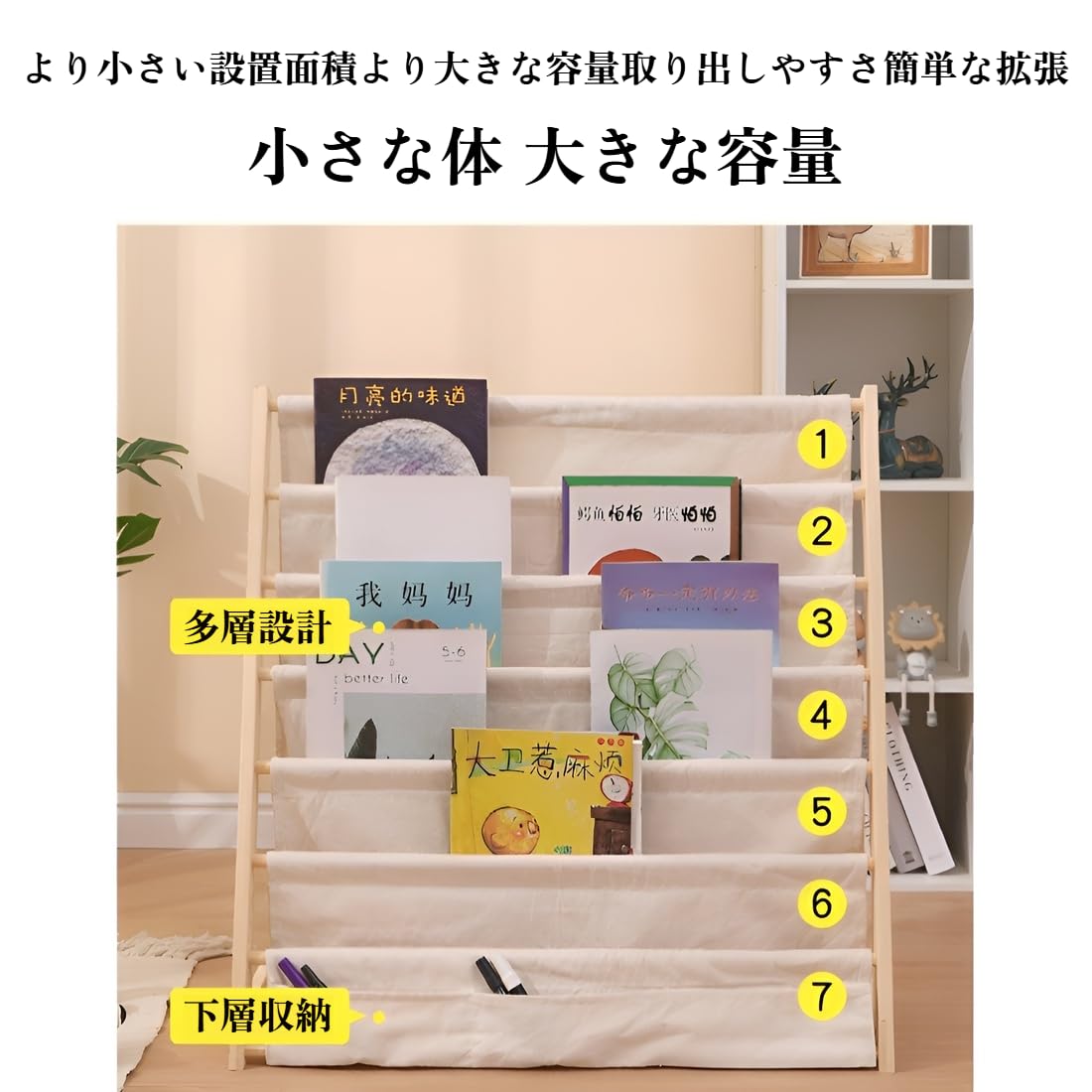 Amazon.co.jp: [Caividom]絵本棚 木製絵本ラック 子供用 本棚 絵本
