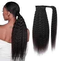 Vista 33 de Extensiones de Cola de Caballo de Cabello Humano Liso con Clip, 100% Cabello Brasileño Sin Procesar con Correa Mágica que se Envuelve Alrededor