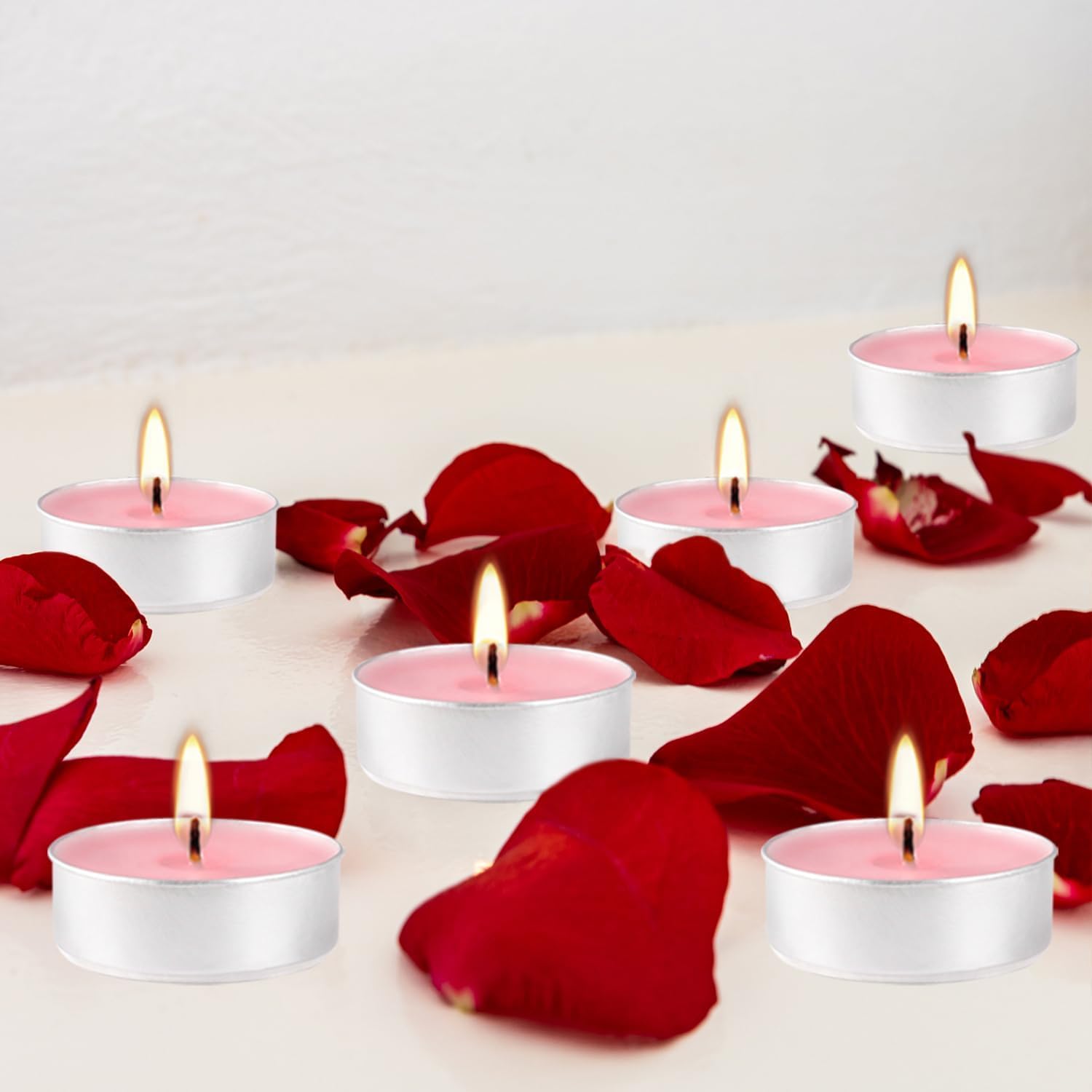 50 Bougies Chauffe-plat Rouges – Durée 1 Heure – Sans Parfum, Anti-tabac – Pour Mariage, Fiançailles, Dîner Romantique