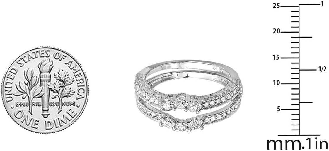 Dazzlingrock Collection Round White Diamond Contour Double Guard Enhancer Wedding Band for Women (0.60 ctw, Color I-J, Clarity I1-I3) in Solid Gold - Image 5