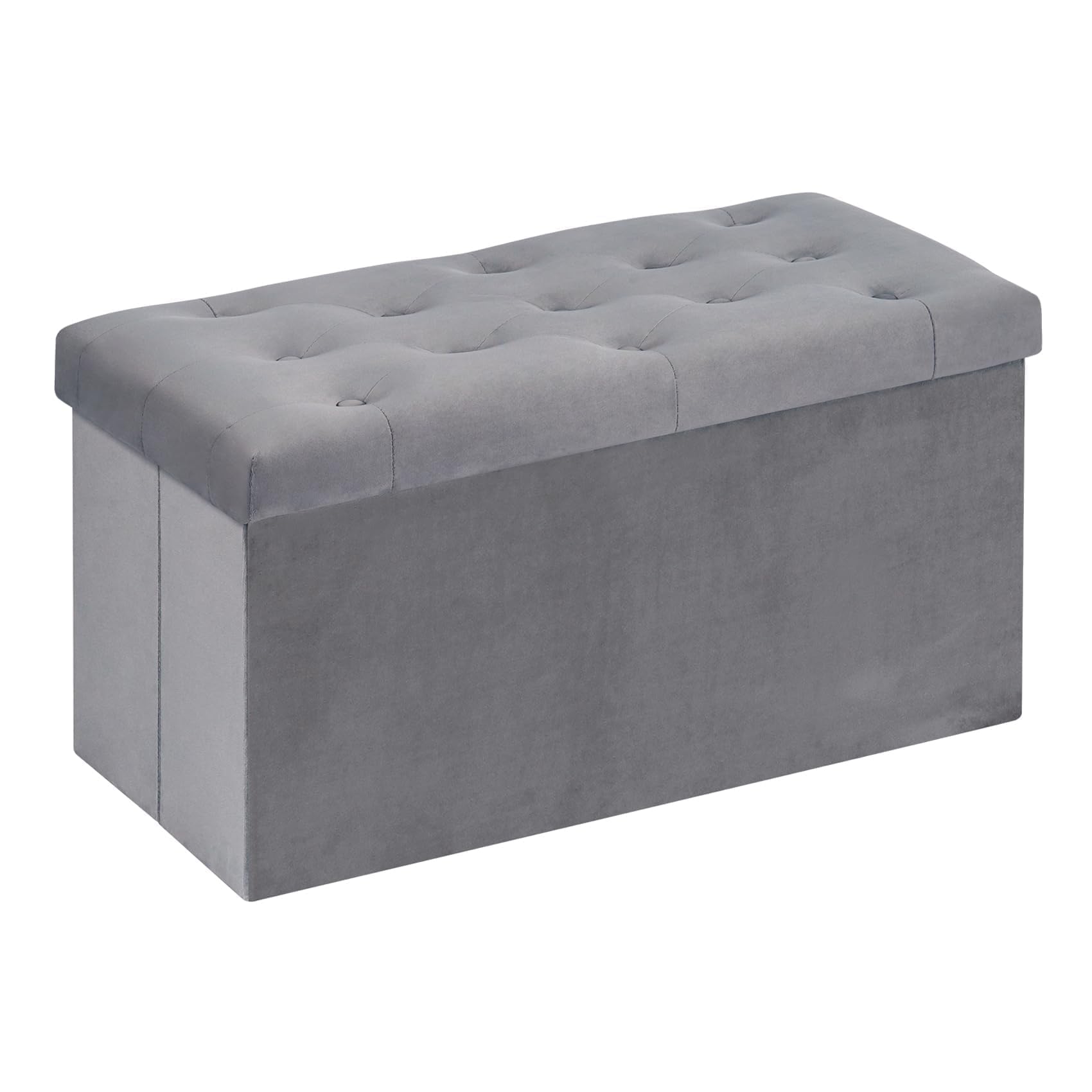 Bonlife Taburete de Almacenamiento Plegable de Franela Baul Grande Dormitorio Caja Almacenaje Retro Interior Banco Madera Juguetes Gris 80x40x40cm The Forest Stewardship Council