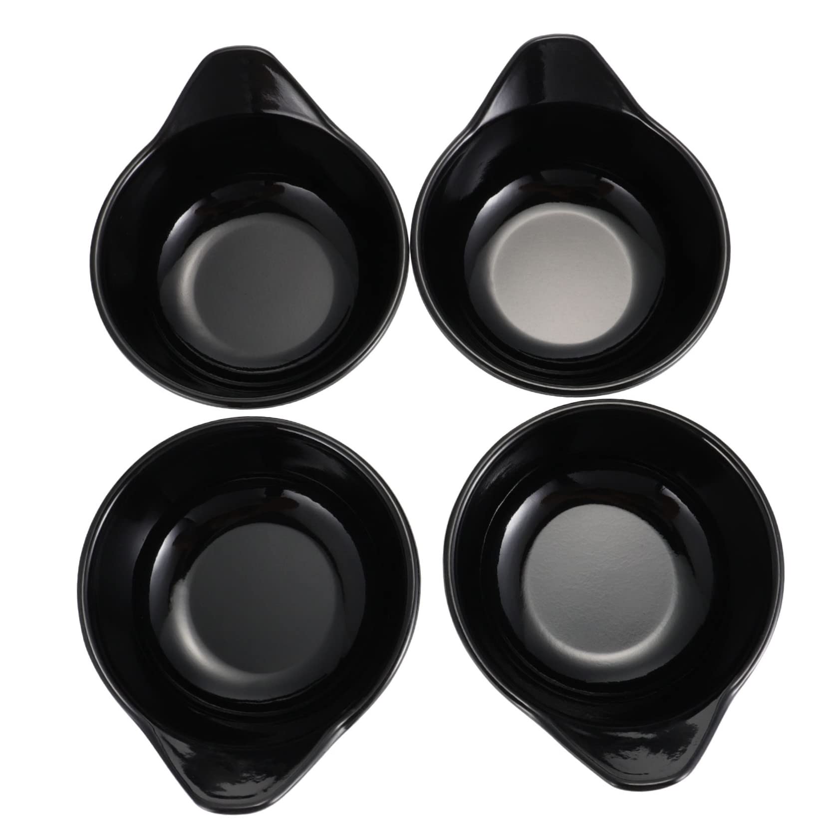 BEBEMOKO 4 Pcs Dipping Sauce Bowl Food Serving Tray Fruit Platter Small Bowls for Dipping Dip Bowl Sushi Dipping Bowls Food Trays Saucer Plates Household Seasoning Dish Dishes Black Plastic