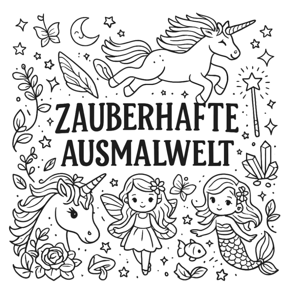 Zauberhafte Ausmalwelt: Magisches Ausmalbuch für Mädchen ab 6 Jahren mit 45 zauberhaften Motiven – Einhörner, Feen, Meerjungfrauen & fantasievolle Szenen
