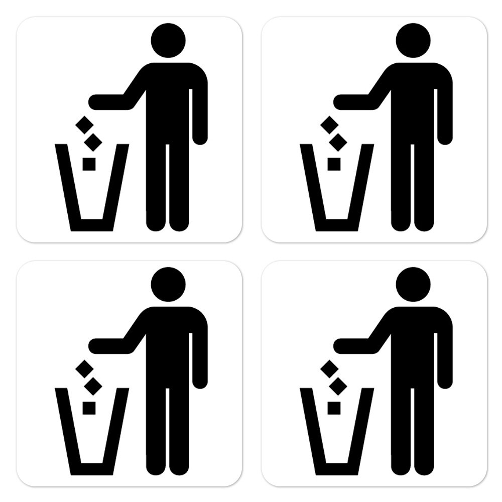 dealzEpic - Trash Can/Garbage Bin Sign | Self Adhesive Vinyl Decal Sticker | Pack of 4 Pcs