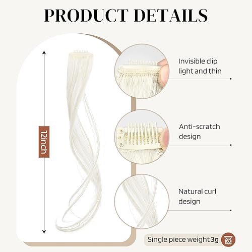 Miniatura 2 de FLUFYMOOZ Flequillos laterales de aire, 2 piezas de flequillo frontal con clip, juego de flequillo lateral delantero, flequillo para el cabello con