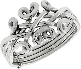 Sterling Silver 4-Piece Design Puzzle Ring Wire Wrapped for Men and Women 12.5mm wide sizes 5-13