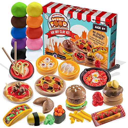 Original Stationery Mini World Food Air Dry Clay Kit with Modeling Clay for Sculpting in All The Colors You Need in This DIY Molding Clay for Kids Set to Make Mini Food, Kids Arts and Crafts Ages 6-8