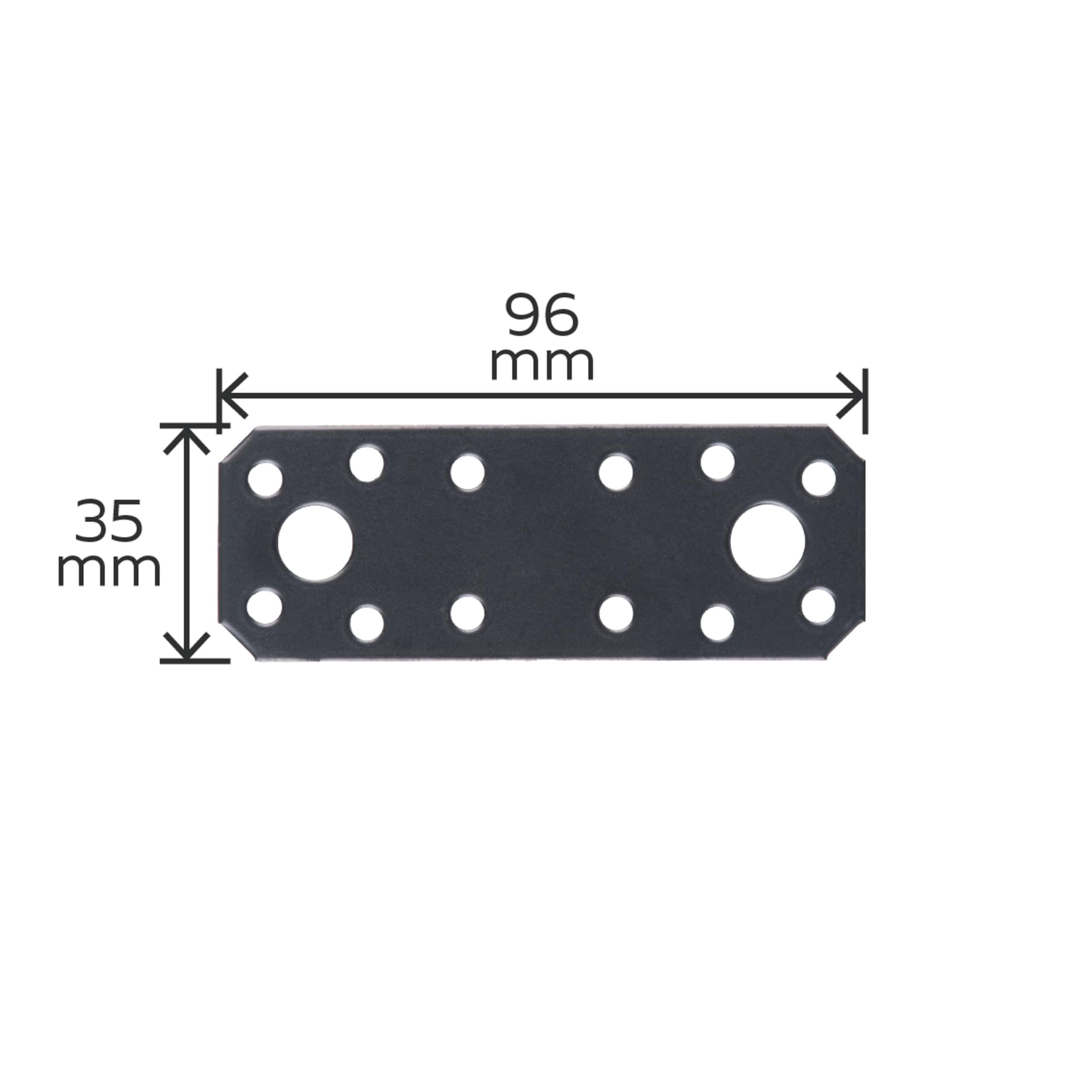 Alberts 824839 Platine d'assemblage - galvanisée - noire - plastifiée - 96 x 35 x 2,5 mm | kit de 50