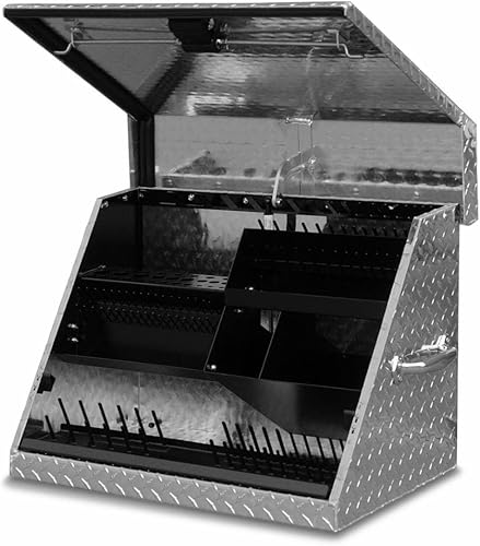 Montezuma Caja de herramientas triangular de acero resistente de 26" x 18" (aluminio, brite)