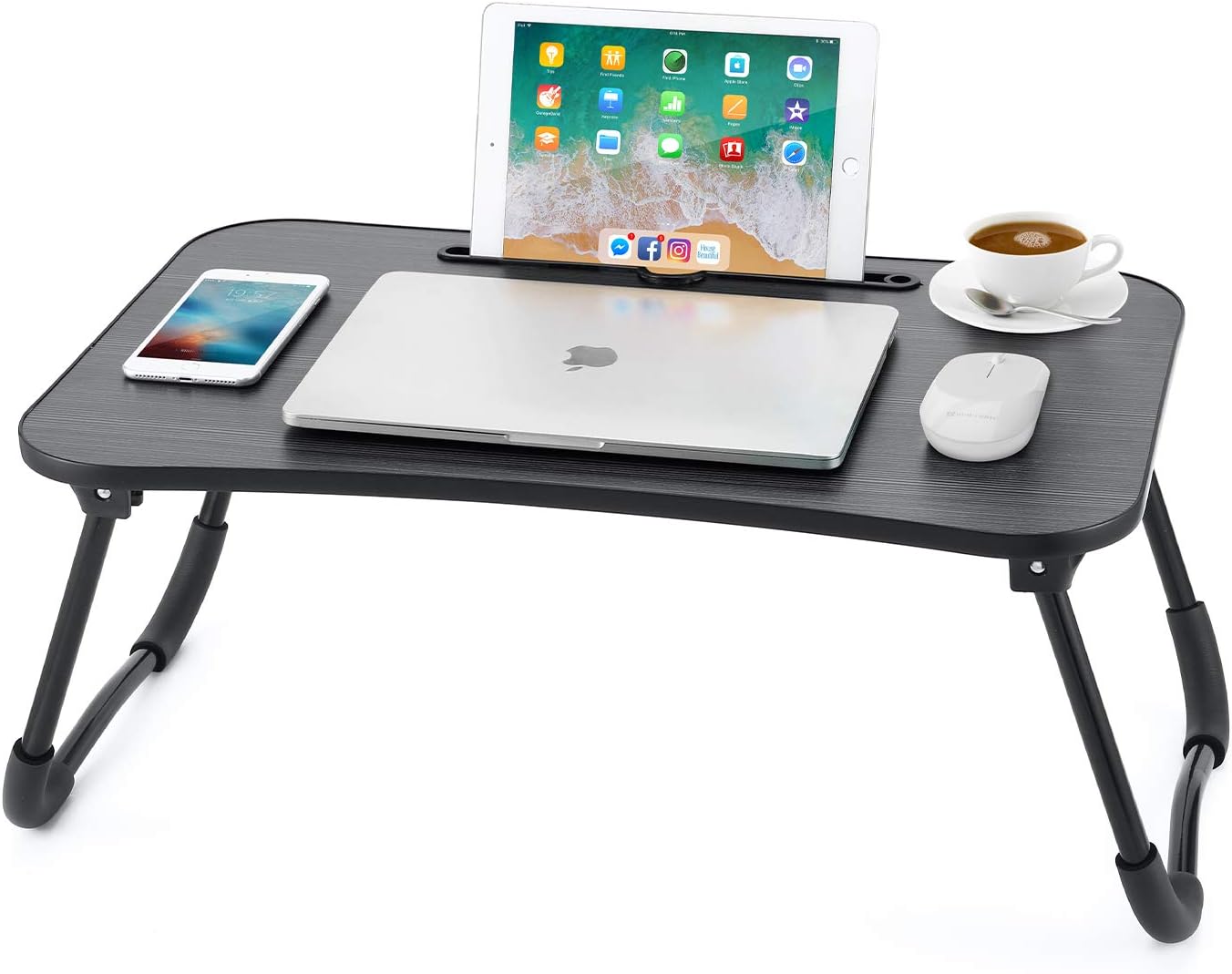 Top Rated Nnewvante Lap Desk Bed Table Tray for Eating Writing Foldable Desk with iPad Slots for Adults/Students/Kids , Black Get Cheap Price Nnewvante Lap Desk Bed Table Tray for Eating Writing Foldable Desk with iPad Slots for Adults/Students/Kids , Black
