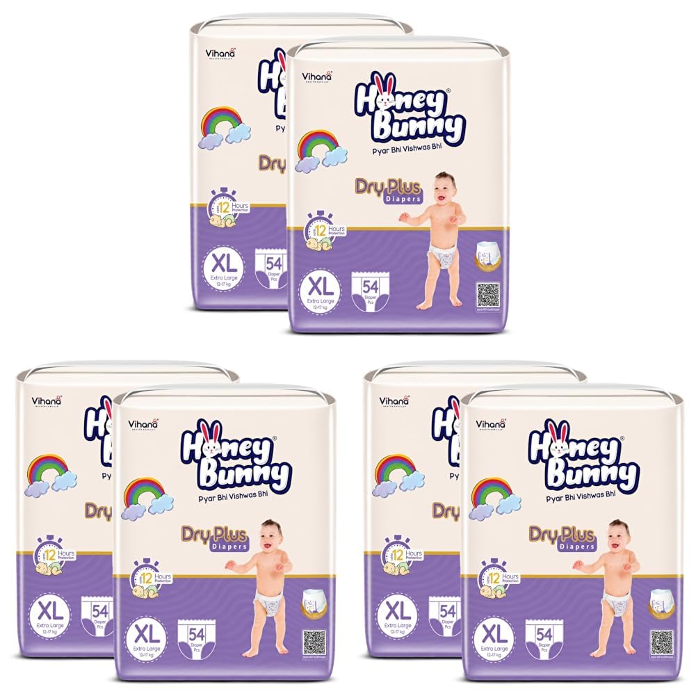 Honey Bunny Baby Diaper Pants Super Soft Dry Plus 12 Hour protection XL-108 (Pack of 3)-image-27
