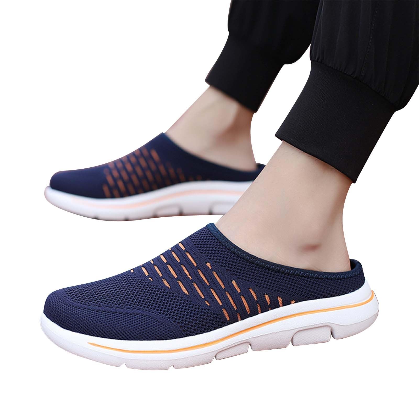 Baskets à enfiler pour homme - Ouvertes à l'arrière - Sabots et mules pour chaussures de sport en maille - Amortissement - Semelle épaisse - Chaussures de loisirs - Chaussures de marche confortables