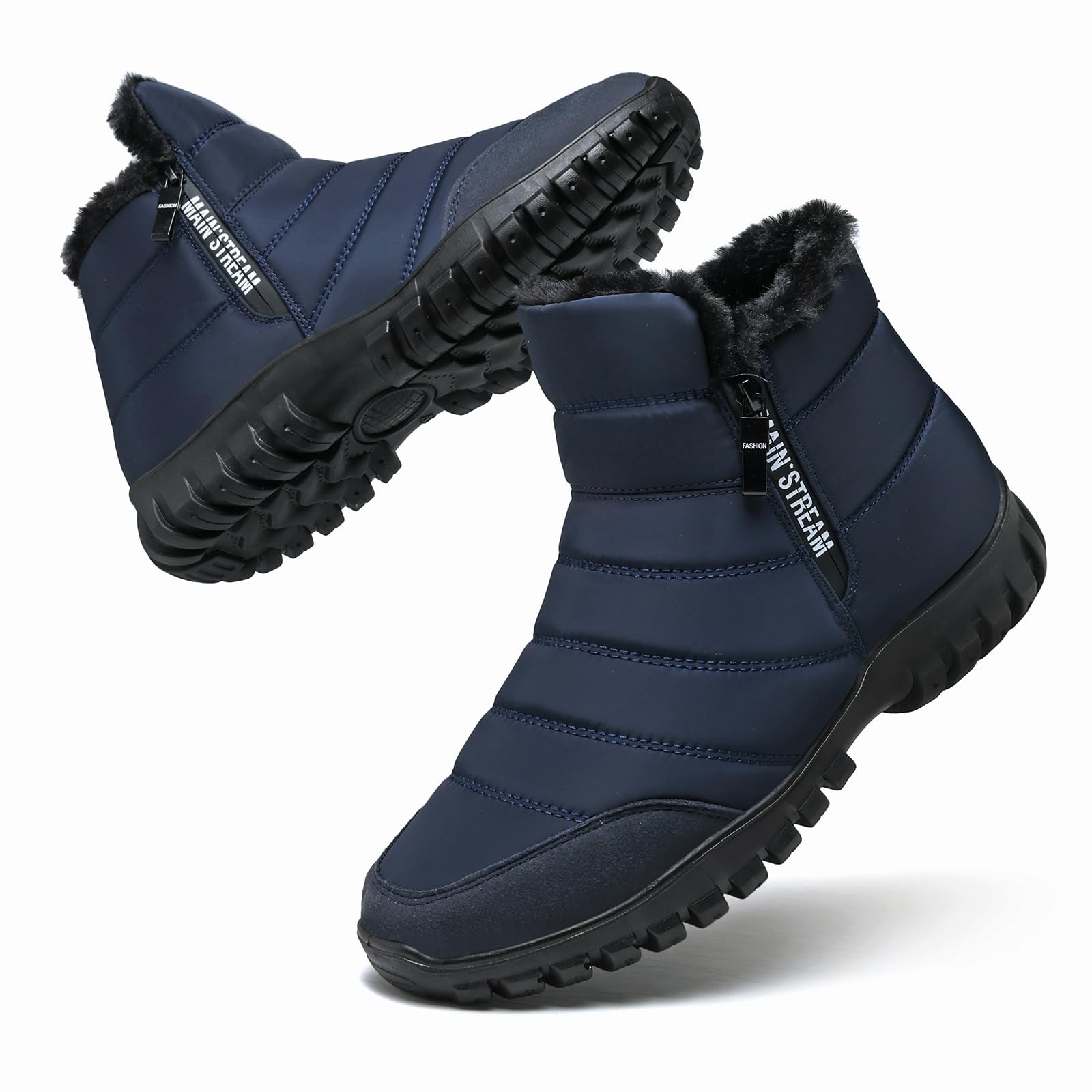 Herren Winterstiefel Gefüttert - Rutschfeste Schneestiefel Mit Schnellverschluss