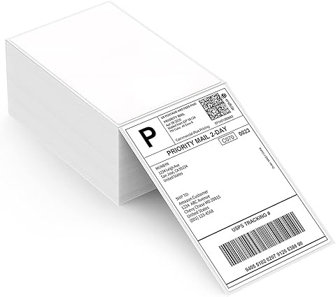 MUNBYN Etiquetas Térmicas Directas 4x6, Etiquetas Adhesivas de Envío, Etiquetas Térmicas Adhesivas Compatible con Amazon, AliExpress, Correos, SEUR, Calidad Comercial, Sin BPA, 500 Etiquetas/Pila