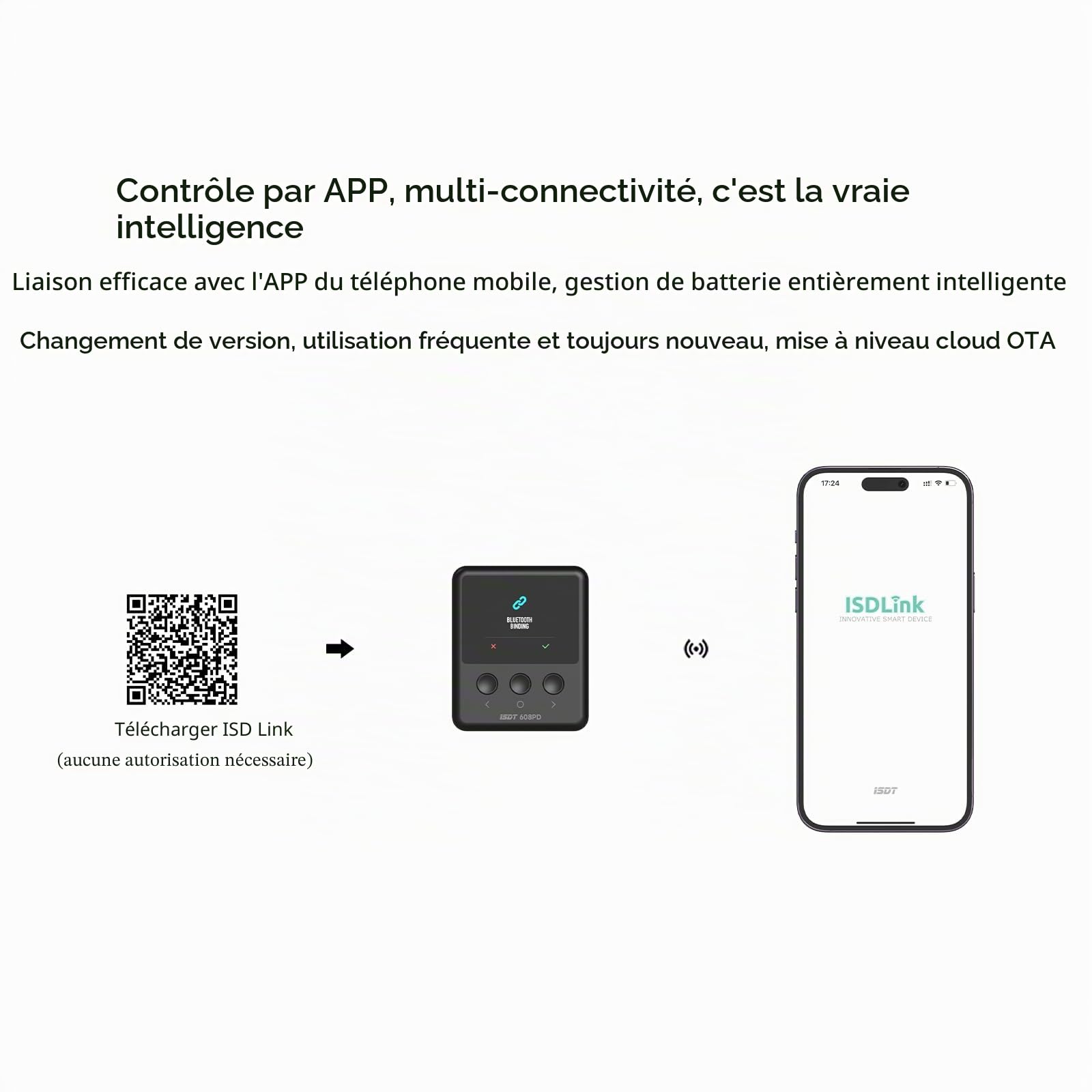 ISDT 608PD Lipo Chargeur DC 240 W/10 A USB C 100 W/5 A Smart Digital Chargeur pour batteries RC, décharge d'équilibre universelle pour batteries LiFe/Lilon/LiPo/LiHV (1-6S), NiMH (1-16S), Pb (1-12S)