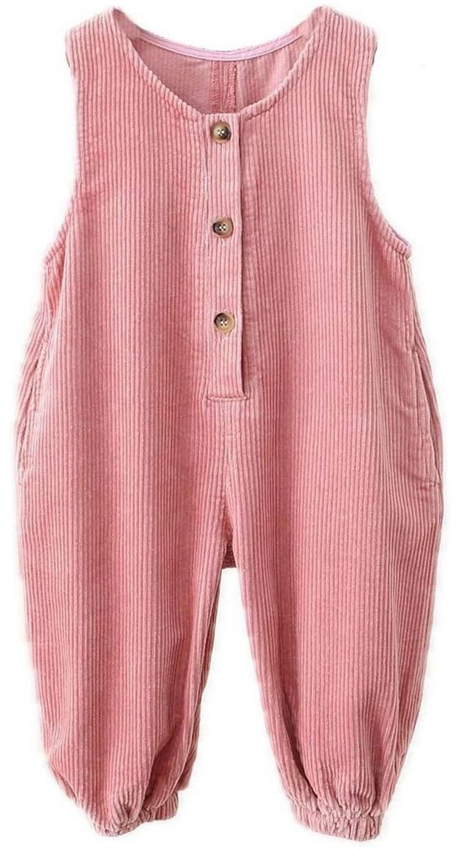 Salopette in Velluto a Coste per bebé Bambini da 1 a 5 Anni, Tuta per Bambina Senza Maniche in Tinta Unita, Pantaloni con Bretelle Salopette Autunno Inverno Pantaloni 80/86/92/98/104