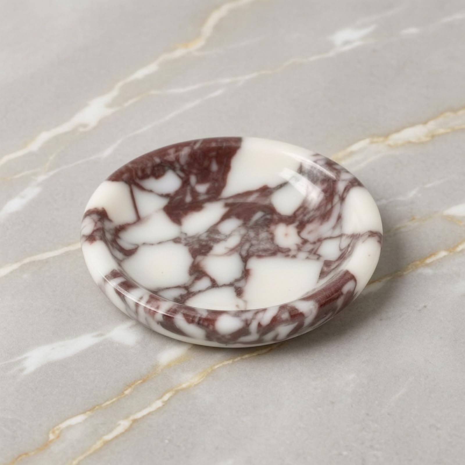TISHITA Vassoio in Marmo Elegante Vassoio Piatto Piattino Svuotatasche con Organizzazione Compatta Che Riduce l'Ingombro Superficie Liscia Che Valorizza, 13.5 13.5 2.5cm, Moderno Minimalista